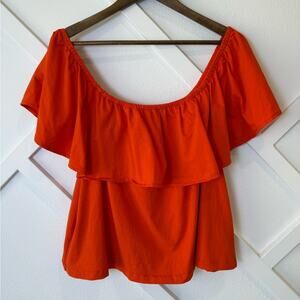 Eloquii Orange Off The Shoulder Ruffle Top Size 20